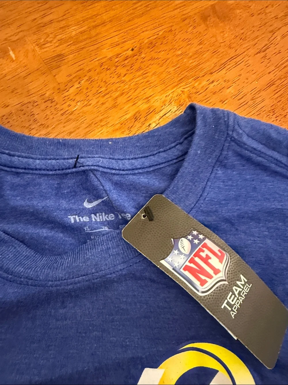 Nike Royal Blue 'Vamos Rams' Graphic Tee with Yellow & White Print xl
